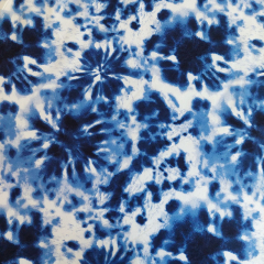 Sweatstoff French Terry Farbklecke Batik Look Blaut�ne Wei�