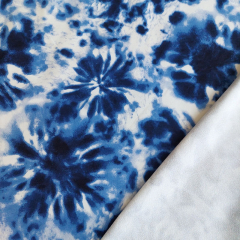 Sweatstoff French Terry Farbklecke Batik Look Blaut�ne Wei�