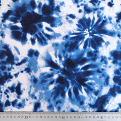 Sweatstoff French Terry Farbklecke Batik Look Blaut�ne Wei�