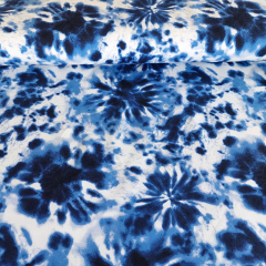 Sweatstoff French Terry Farbklecke Batik Look Blaut�ne Wei�