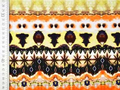 Jerseystoff Ethnomuster Batik Ibiza Style Digitaldruck, orange braun schwarz