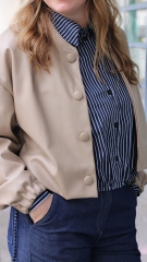 Baumwollstoff mit Stretch L�ngsstreifen, wei� dunkelblau