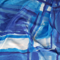 Viskosestoff Rechtecke abstraktes Muster, Blaut�ne Wei�