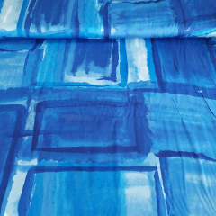 Viskosestoff Rechtecke abstraktes Muster, Blaut�ne Wei�