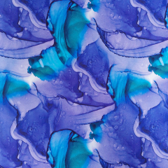 Sweatstoff French Terry marmoriert Farbverlauf - blau t�rkis lila