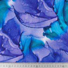 Sweatstoff French Terry marmoriert Farbverlauf - blau t�rkis lila