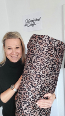 Steppstoff Leoparden Muster Samtstoff Tropfen 3-lagig wattiert, braun schwarz ecrue