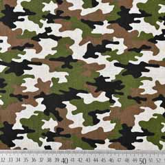Dekostoff Camouflage Leinenlook, braun gr�n