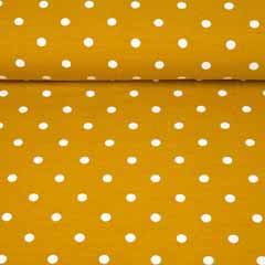 Jerseystoff Punkte 1 cm, wei� ockergelb