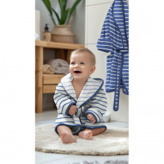 Sweat Frotteestoff Streifen, dunkelblau cremewei�