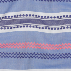 RESTST�CK 70 cm Baumwollstoff Streifen garngef�rbt Jacquard Bord�ren Neon Zickzack, neonorange jeansblau