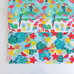Jerseystoff Papagaie Blumen, wei�
