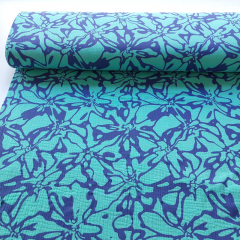 Musselin Stoff abstraktes Blumenmuster Double Gauze, mittelblau t�rkis