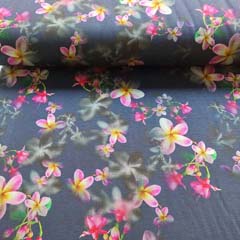 RESTST�CK 76 cm Jerseystoff Blumen asiatisch, pink rot dunkelblau