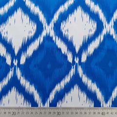 RESTST�CK 47 cm Baumwollstoff mit Stretch Rauten Ethnomuster, kobaltblau