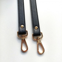 Taschenriemen Taschengriff Lederimitat mit metall Karabiner, gold schwarz