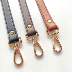 Taschenriemen Taschengriff Lederimitat mit metall Karabiner, gold dunkelbraun