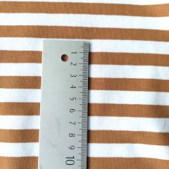 Jerseystoff Streifen 1 cm garngef�rbt, karamell braun wei�