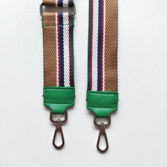 Taschengurt Streifen gr�n dunkelgrot wei� navy camel -gr�nes Leder-silber Schnallen