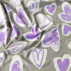 Sweatstoff French Terry Sommersweat Herzen, flieder schilfgr�n