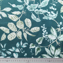 Canvas Stoff Baumwollstoff Blumen, petrolgr�n
