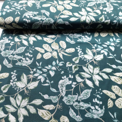 Canvas Stoff Baumwollstoff Blumen, petrolgr�n