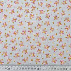 Musselin Stoff Bl�mchen , pink rosa grau