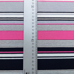 Viskose Jerseystoff Streifen, dunkelblau pink grau wei�