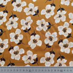 RESTST�CK 150 cm Viskose Stoff Blumen Blusenstoff, creme beige curry (gelbbraun)