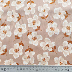 Viskose Stoff Blumen Blusenstoff, wei� beige hellbraun
