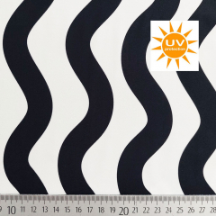 Badeanzugstoff Funktionsjersey Wellenmuster, cremewei� schwarz