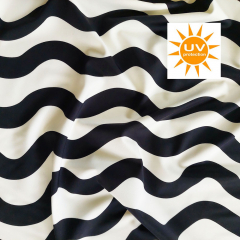 Badeanzugstoff Funktionsjersey Wellenmuster, cremewei� schwarz