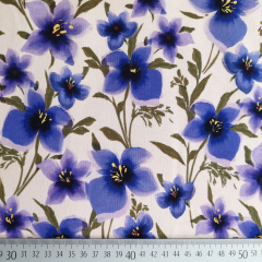 Sweatstoff French Terry Blumen, blaulila cremewei�