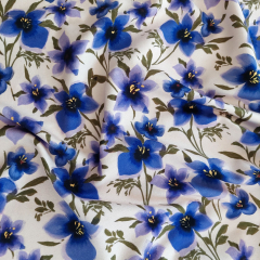 Sweatstoff French Terry Blumen, blaulila cremewei�