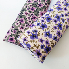 Sweatstoff French Terry Blumen, blaulila cremewei�