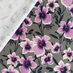 Sweatstoff French Terry Blumen, flieder mattes gr�n