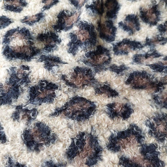 Boucle Stoff Leopardenmuster Leoprint, schwarz braun beige