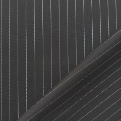 RESTST�CK 115 cm Webware mit Stretch Nadelstreifen Hosenstoff, schwarz wei�