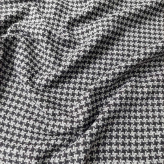 Woll-Tweed Stoff Hahnentrittmuster Deadstock Designerstoff - grau schwarz - Made in Italy