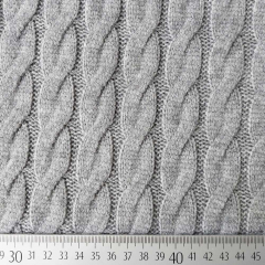 RESTST�CK 50 cm Strickstoff Zopfmuster klassischer Stil, mittelgrau