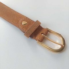 Wildlederg�rtel uni Gr. 85 (104 cm) goldene Schnalle - camel - Made in Italy