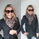 Schal mit Fransen Leoparden Muster, schwarz braun camel