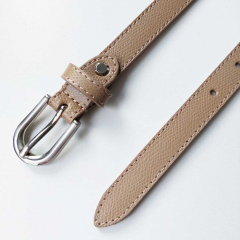 Lederg�rtel schmal uni Gr. 85 (104 cm) silber Schnalle, taupe