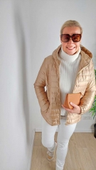 Steppstoff Streifen l�ngs wattiert matt gl�nzend, cremewei�