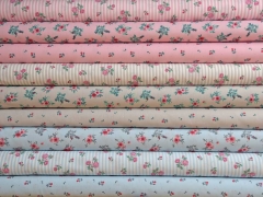 RESTST�CK 138 cm Baumwollstoff Rosen Bouquet, rot petrol rosa