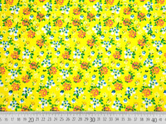 RESTST�CK 32 cm Baumwolle Blumen, bunt auf gelb