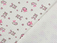 Jersey kleine Tiere Ajour Muster, rosa cremewei�