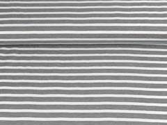 T-Shirtstoff Piqueestruktur Streifen, schwarz weiss