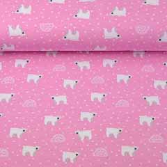 Jerseystoff Eisb�ren Iglos Punkte, wei� rosa