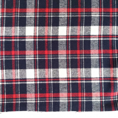 Flanell Stoff Schottenkaro karierter Baumwollstoff, rot cremewei� dunkelblau